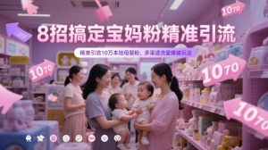 8招搞定宝妈粉精准引流,精准引流10万本地母婴粉,多渠道流量爆破玩法-知一资源网
