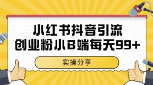 小红书抖音创业粉，小B端粉自热，日引99+的一个玩法【揭秘】-知一资源网