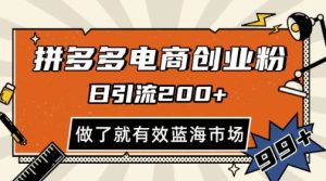 拼多多引流电商创业粉,日引200+,可矩阵放大,做了就有效【揭秘】-知一资源网