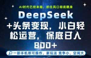 DeepSeek+头条变现,保姆级教学,小白轻松上手,日入8张+【揭秘】-知一资源网