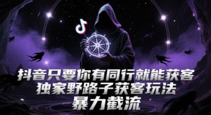 抖音只要你有同行就能获客，独家野路子获客玩法，暴力截流【揭秘】-知一资源网