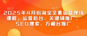 2025年4月份淘宝全套运营现场课程,运营后台、关键词推广、SEO搜索、万相台推广-知一资源网
