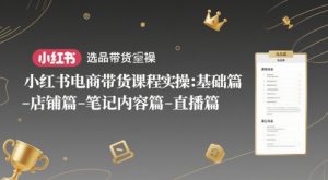 小红书电商带货课程实操:基础篇-选品篇-店铺篇-笔记内容篇-直播篇-知一资源网