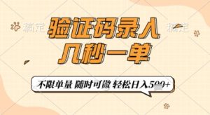 验证码录入，几秒钟一单，只需一部手机即可开始，随时随地可做，每天5张+【揭秘】-知一资源网