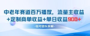 中老年赛道百万播放+流量主收益+定制收益，单日收益9张-知一资源网