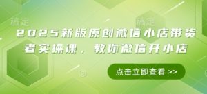 2025新版原创微信小店带货者实操课,教你微信开小店-知一资源网