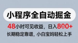 微信小程序全自动掘金,快速见收益,长期稳定靠谱,零基础友好,日入8张【揭秘】-知一资源网