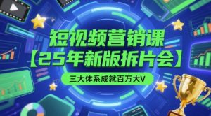 短视频营销课【25年新版拆片会】三大体系成就百万大V,包含正课、拆片会、手把手教学直播课等-知一资源网