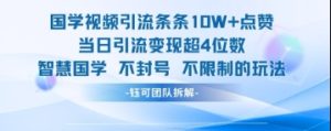 国学视频引流条条10W+点赞当日引流变现超4位数-知一资源网