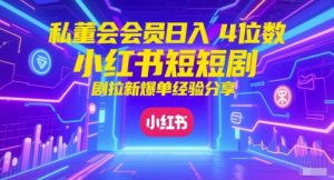 私董会会员日入4位数小红书红果短剧拉新爆单经验分享-知一资源网