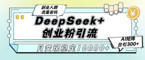DeepSeek+创业粉精准引流,全新分享课4.0玩法,AI矩阵日引300+,多种变现方式,稳定月入1W-知一资源网