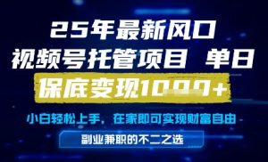 25年最新风口,视频号托管项目,单日保底变现1k+,手把手教学【揭秘】-知一资源网