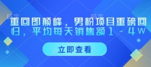 重回即颠峰,男粉项目重磅回归,平均每天销售额1-4W-知一资源网