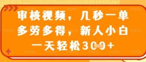 视频审核员,几秒一单,不限时间,不限地点,多做多得,新人小白一天轻松几张+【揭秘】-知一资源网