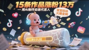 用AI制作幼崽代言人,宝宝的控诉火爆全网,15条作品涨粉13W,单号月入5位数实操教程-知一资源网