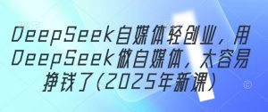 DeepSeek自媒体轻创业,用DeepSeek做自媒体,太容易挣钱了(2025年新课)-知一资源网