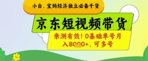 小白宝妈经济独立必备干货,京东短视频带货,亲测有效!0基础单号月入8k+,可多号【揭秘】-知一资源网