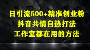 日引流500+精准创业粉,抖音共情自热打法,工作室都在用的方法-知一资源网