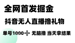 全网首发掘金抖音无人直播撸礼物，单号1k +无脑撸，当天拿结果【揭秘】-知一资源网