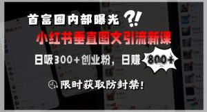 首富圈内部曝光小红书垂直图文引流新课,日吸300+创业粉,日入8张+,限时获取防封禁-知一资源网