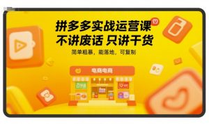 拼多多实战运营课,不讲废话只讲干货,简单粗暴,能落地,可复制-知一资源网