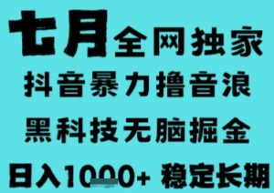 7月最新风口抖音无人直播撸音浪,长期稳定,非短期,全自动运行,低门槛无脑,日入1k+【揭秘】-知一资源网