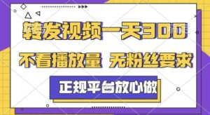转发视频一天3张+，正规平台放心做，不看播放量，无粉丝要求，随时随地挣收益【揭秘】-知一资源网