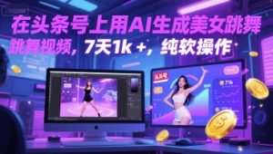 在头条号上用AI生成美女跳舞视频,7天1k+,纯软件操作-知一资源网