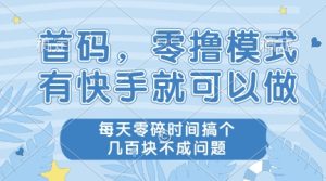 首码,零撸模式,有快手就可以做,每天零碎时间搞个几张不成问题【揭秘】-知一资源网