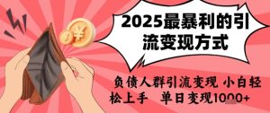 2025年最暴利的引流变现方式,负债人群引流变现,小白轻松上手,日入1k-知一资源网
