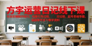 方宇运营日记线下课,包含剪辑制作技巧、拍摄引导过程、起号思维导图、选题等多个教学资料-知一资源网