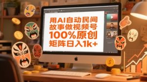 用AI自动民间故事做视频号,100%原创,矩阵日入1k+-知一资源网