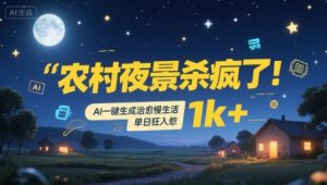 农村夜景杀疯了!AI一键生成治愈系慢生活,单日狂入1k+-知一资源网