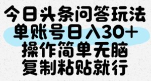 今日头条问答玩法,单账号日入30+,操作简单无脑复制粘贴就行-知一资源网