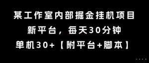 某工作室内部掘金挂G项目,新平台,每天30分钟,单机30+【揭秘】-知一资源网