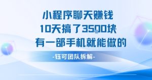 小程序聊天挣钱10天搞了3.5k,有一部手机就能做的-知一资源网