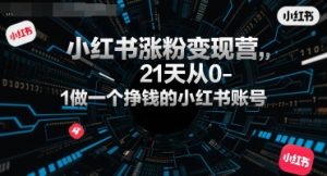 小红书涨粉变现营,21天从0-1做一个挣钱的小红书账号-知一资源网