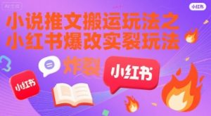小说推文搬运玩法之小红书,小红书爆改实长炸裂玩法-知一资源网