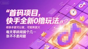 首码项目,快手全新0撸玩法,有快手就可以做,可矩阵放大,每天零碎时间搞个几张不是问题【揭秘】-知一资源网