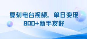 复刻电台视频,单日变现8张+新手友好,长期可做-知一资源网
