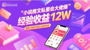 小说推文私董会大佬爆单经验分享收益12W,番茄小说每天稳定4位数收益-知一资源网