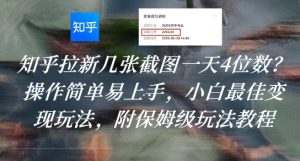 知乎拉新几张截图一天4位数?操作简单易上手,小白最佳变现玩法,附保姆级玩法教程-知一资源网
