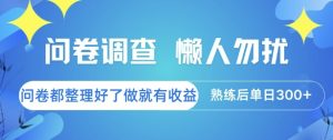 问卷调查,懒人勿扰,问卷都整理好了单价不等,做就有收益,熟练后单日3张【揭秘】-知一资源网
