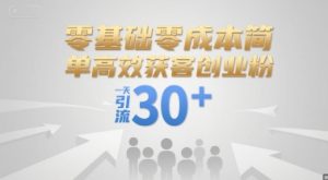 零基础零成本简单高效获客创业粉,一天引流30+-知一资源网