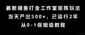 最新捕鱼打金工作室矩阵玩法,当天产出5张+,已运行2年,从0-1保姆级教程【揭秘】-知一资源网