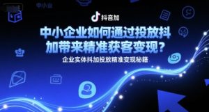 中小企业如何通过投放抖加带来精准获客变现?企业实体抖加投放精准变现秘籍-知一资源网