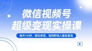 微信视频号超级变现实操课,每天1小时,轻松变现,宝妈职场人副业首选-知一资源网