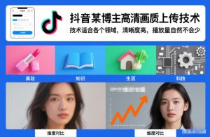 抖音某博主视频高清画质上传技术，技术适合各个领域，清晰度高，播放量自然不会少-知一资源网