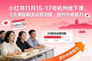 小红书11月15-17号杭州线下课，3天课程解决运营问题，提升内卷能力【音频+PPT图片】-知一资源网