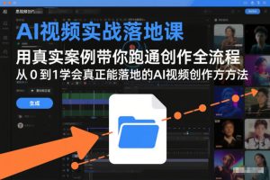 AI视频实战落地课，用真实案例带你跑通创作全流程，从0到1学会真正能落地的AI视频创作方法-知一资源网